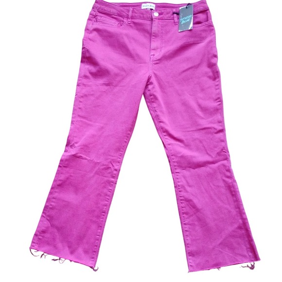 Studio Blue Womens Cropped Flare Jeans Size 31 Roseberry Pink Raw Hem 2x30 - Picture 1 of 5